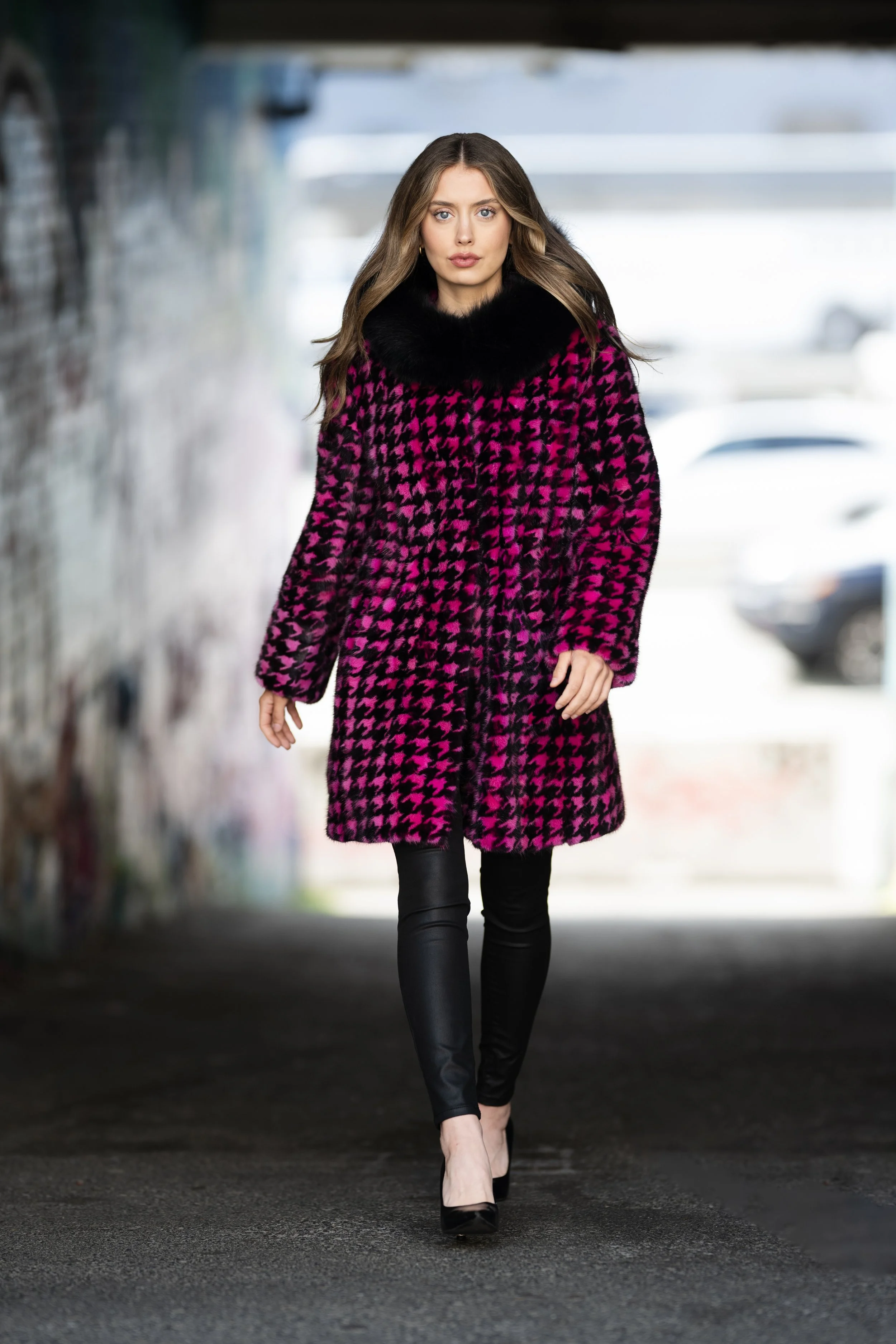 Mink Houndstooth Coat — Always in Vogue